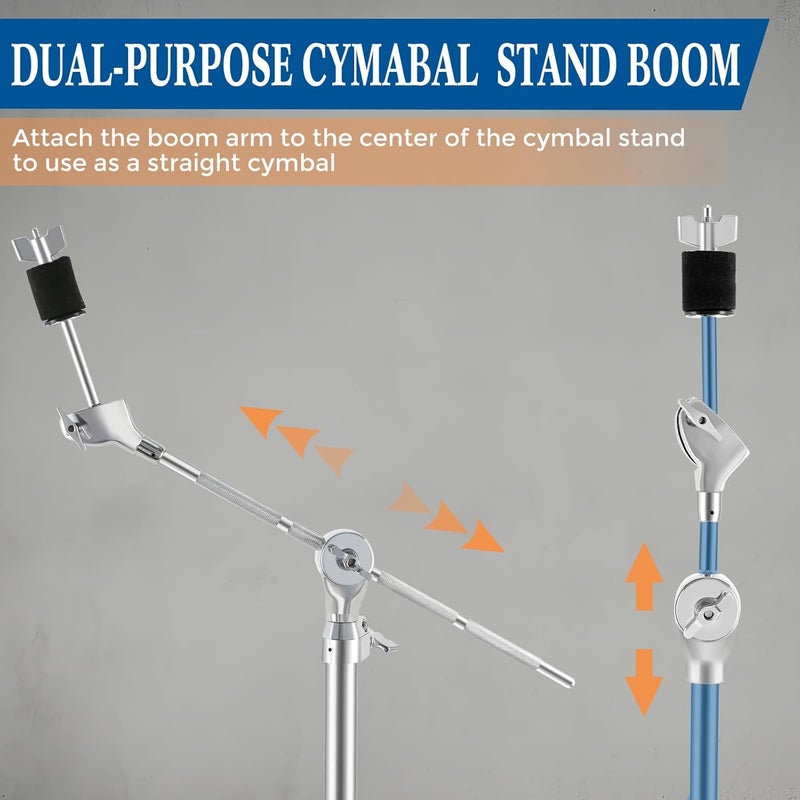 RANMING Boom Cymbal Stand Adjust High Straight and Boom Cymbal Stand 28 MM Pipe Diameter Cymbal Boom Stand Double Braced Legs with Rubber Feet Ride and Crash Cymbal Stands - Image 4